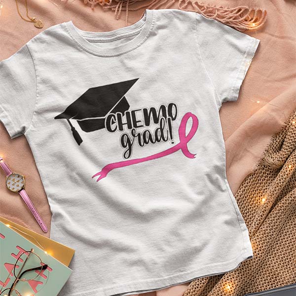 Chemo Grad T-Shirt, Tough, Brave, Proud Chemo Grad, All Ribbons, 50+ T-Shirt Colors, Cancer Awareness T-Shirts
