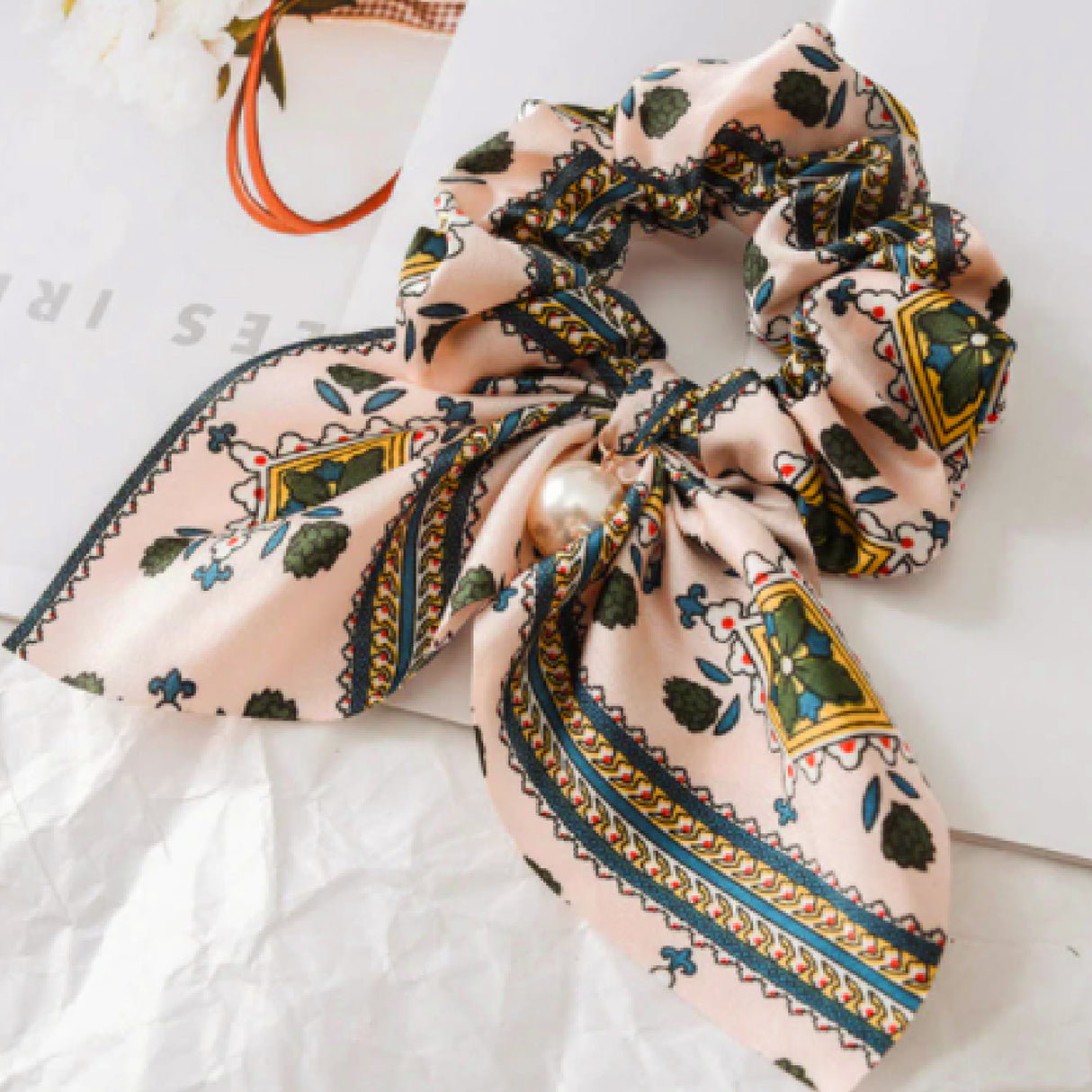 Chiffon Bowknot Satin Scrunchies Light Pink Lifestyle