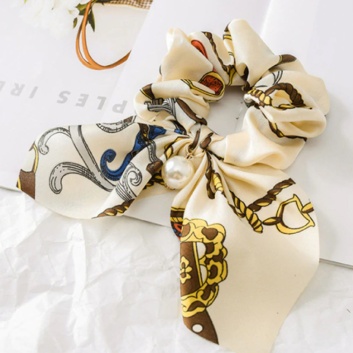 Chiffon Bowknot Satin Scrunchies Khaki Lifestyle