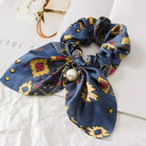 Chiffon Bowknot Satin Scrunchies Navy Blue Lifestyle