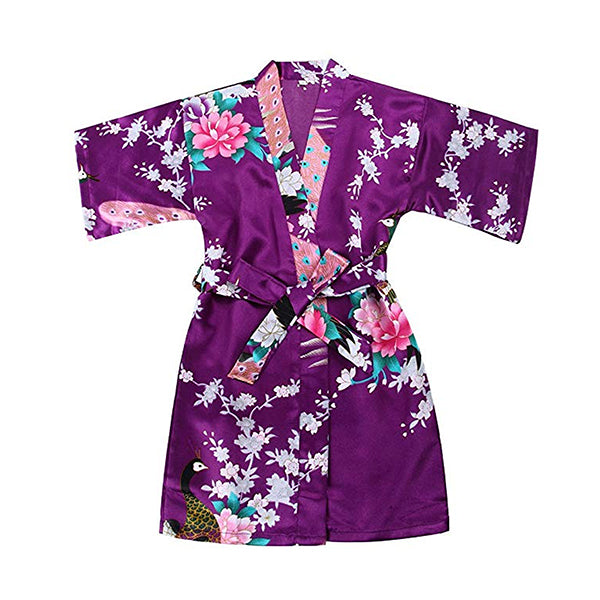 Child Kimono Robe - Wedding Flower Girl Robes - Purple