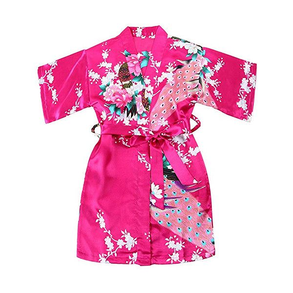 Bright Pink Mommy and Me Robes, Floral, Satin, Child Girl Robe, all SKUs