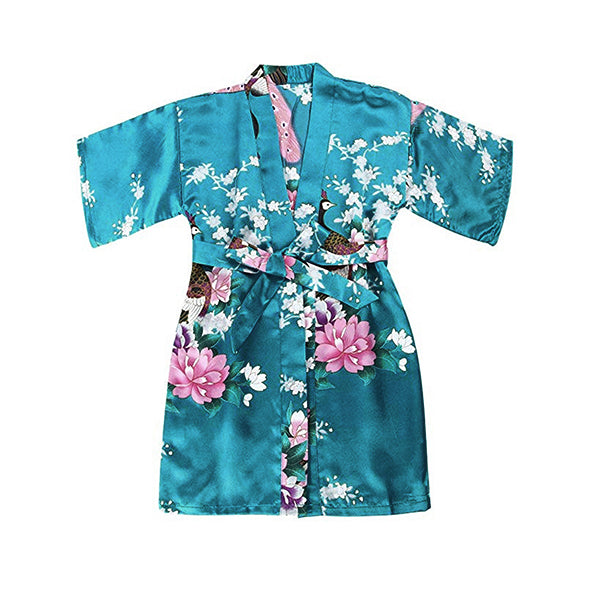 Turquoise Mommy and Me Robes, Floral, Satin, Child Robe, all SKUs