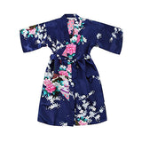 Girls Robes, Floral, Flower Girl, Spa Party, Navy Blue