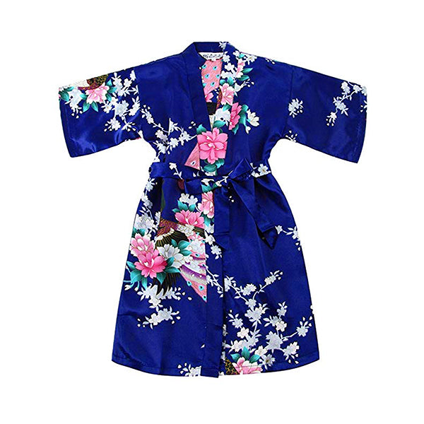 Jewel Blue Mommy and Me Robes, Floral, Satin, Child, all SKUs