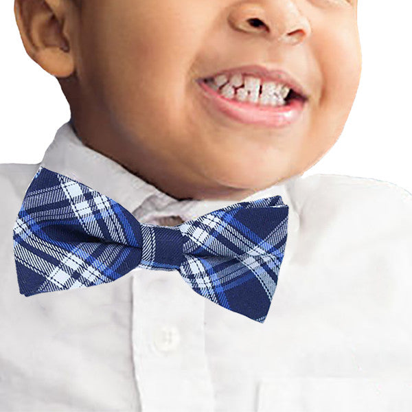Boys Blue Pre-Tied Bowtie, Stripes, 1 to 10 years - Gifts Are Blue - 1