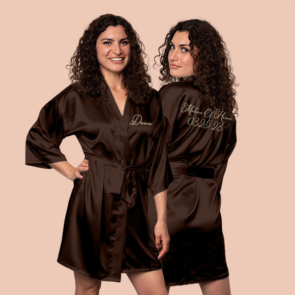 Custom Chocolate Robes for Women and Girls for Weddings, Bachelorette, Quinceañera, and Birthday