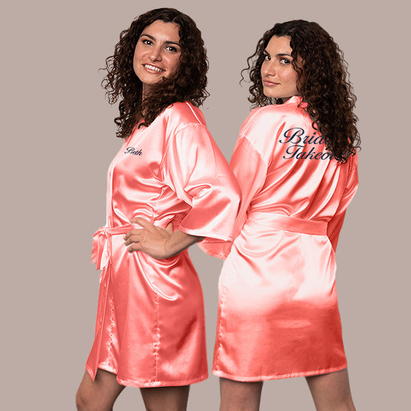Coral Personalized Bridesmaid Robes, Custom Womens & Girls Robes for All Occasions, Bachelorette Party Robes, Quinceanera Robes, Birthday Robes