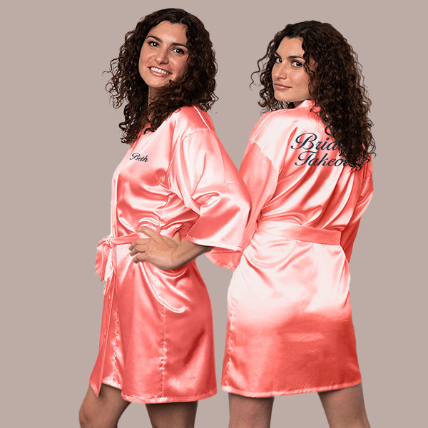 Custom Coral Robes for Women and Girls for Weddings, Bachelorette, Quinceañera, and Birthday