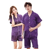 Couples Pajamas, Short Sleeve with Short Pants, Purple, Green