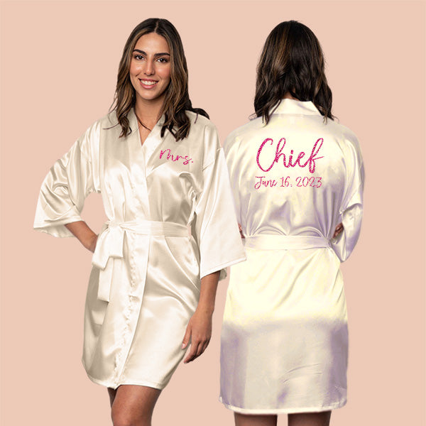 Cream Beige Personalized Bridesmaid Robes, Custom Womens & Girls Robes for All Occasions, Bachelorette Party Robes, Quinceanera Robes, Birthday Robes