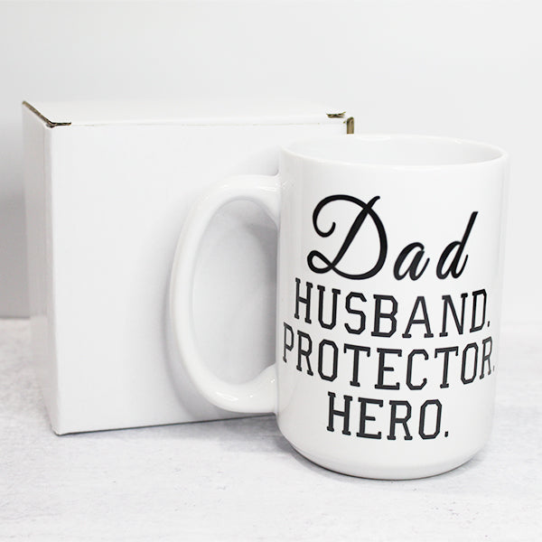 Dad Husband Protector Hero Best Gift For Dad, Gift for Grandpa, Fathers Day Coffee Mugs, Coffee Cup - Packaging