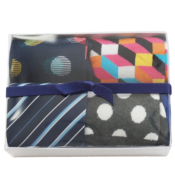 dark blue stripes socks tie packaging