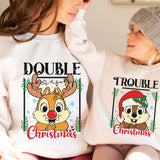 Cute matching mommy and me Double Trouble Christmas sweatshirts also for siblings and couples. All SKUs