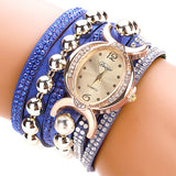 Duoya Womens Bling Bracelet Wristwatch Royal Blue-hand