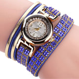 Duoya Womens Bracelet Watch Gold Rhinestone Design-royalblue-hand