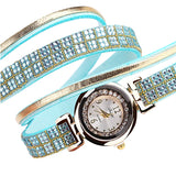 Duoya Womens Bracelet Watch Gold Rhinestone Design-skyblue-alt1