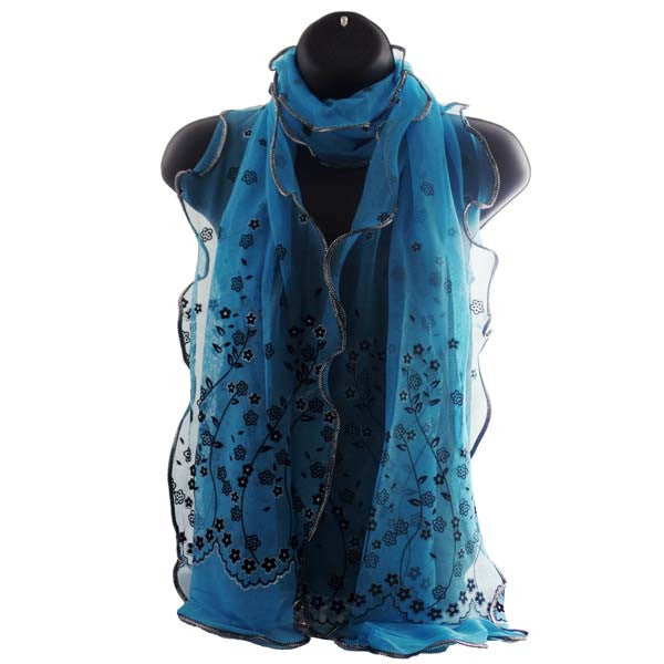 Elegant Flower Shaped Blue Womens Scarf Wrap - Gifts Are Blue - 1