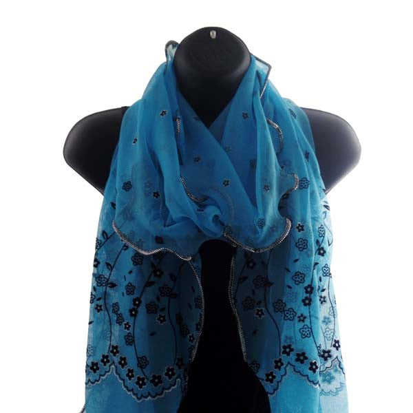 Elegant Flower Shaped Blue Womens Scarf Wrap - Gifts Are Blue - 4