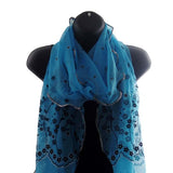Elegant Flower Shaped Blue Womens Scarf Wrap - Gifts Are Blue - 4