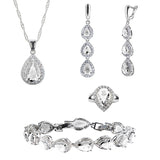 Womens Jewelry Set, 925 Sterling Silver, 4pcs Jewelry Set, Gifts For Birthdays, Main; Crystal