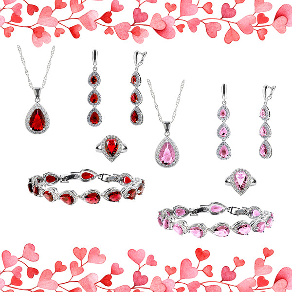 Womens Jewelry Set, 925 Sterling Silver, 4pcs Jewelry Set, Gifts For Anniversary, Valentine's Day; all SKUs