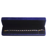 Elegant Womens Fashion Bracelet with created Blue Oval Stones Gold Jewelry Box