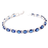 Womens Elegant Bracelet with Created Blue Oval Stones
