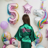 Unicorn Birthday Robes, Personalized Kids Robes with Unicorn Design, Birthday Party Robes, Sleepover Robes, Kids Bathrobes