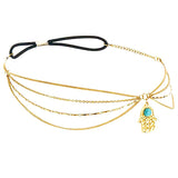 Vintage Gold Plated Turquoise Hair Chain / Headband - Gifts Are Blue - 4