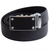 FEDEY Mens Ratchet Belt, Classic, Leather, Blank Canvas Automatic Buckle, Model, Black/Silver