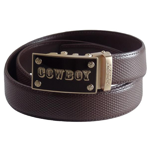 FEDEY Mens Ratchet Belt, Cowboy, Classic, Main, Brown/Gold