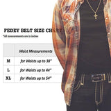 FEDEY Mens Signature Ratchet Leather Belt, COWBOY Buckle, Statement Belt, Size Chart, all SKUs
