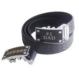 FEDEY Mens Gift Set with No. 1 Dad Ratchet Belt and Xtra Cowboy Buckle, Altview, Signature Black/Silver