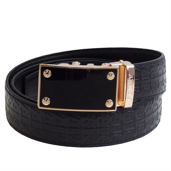 FEDEY Ratchet Belts for Men, Leather Signature Series, Blank Canvas, Main, Black/Gold