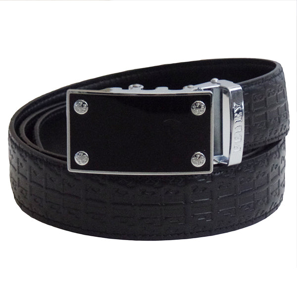 FEDEY Ratchet Belts for Men, Leather Signature Series, Blank Canvas, Main, Black/Silver