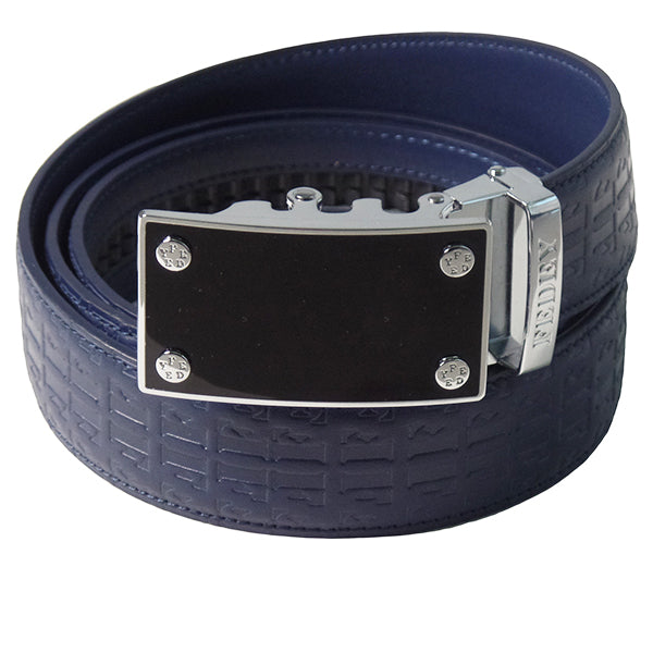 FEDEY Ratchet Belts for Men, Leather Signature Series, Blank Canvas, Main, Blue/Silver
