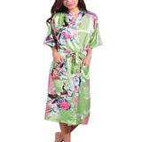 Medium Length Floral Womens Robe, Light Green