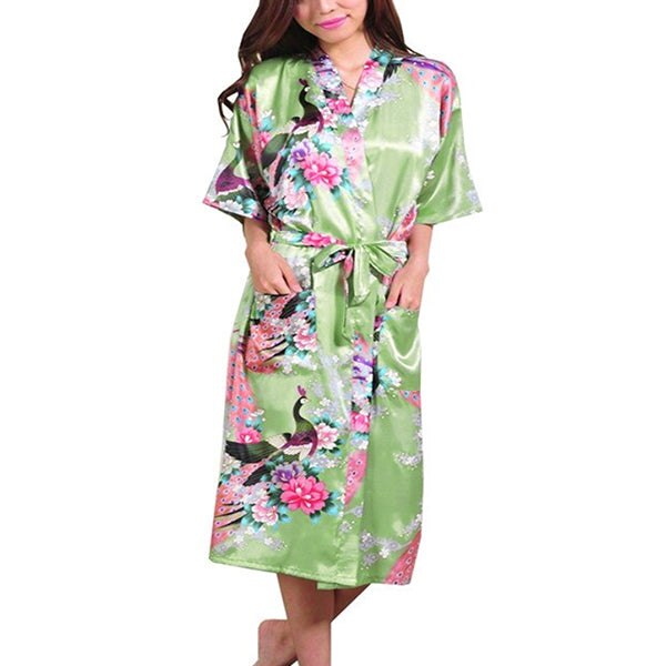 Floral Bride & Bridesmaid Robes Womens & Child Sizes Satin Feel Mid-Length