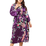 Medium Length Floral Womens Robe, Purple