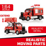 Force1 Mini FireFighter Remote Control Trucks - 2 Pack Set - Moving Parts - Spray w Lift Trucks