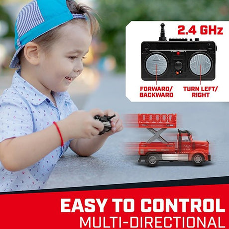 Force1 Mini FireFighter Remote Control Trucks - 2 Pack Set - RC Detail - Spray w Lift Trucks