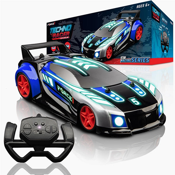 Force1 Techno Racer, LED RC Music Car, 1:20 Racing Series, Ages 6+, Blue