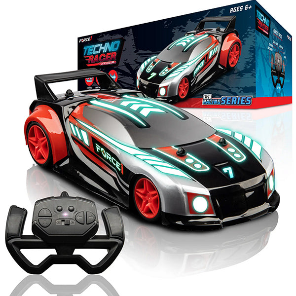 Force1 Techno Racer, LED RC Music Car, 6 year old remote cars- Red