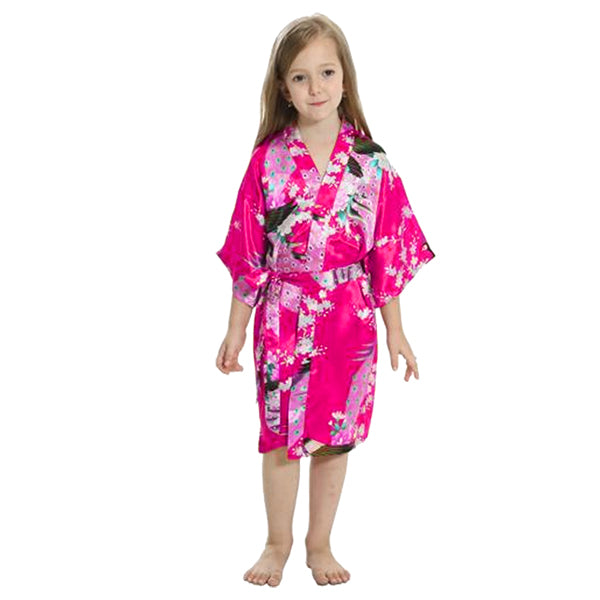 Bright Pink Mommy and Me Robes, Floral, Satin, Child Kimono Robe, all SKUs