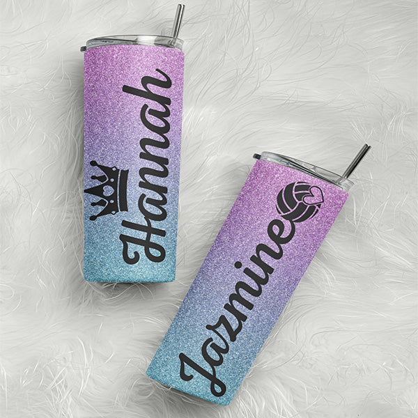 Personalized Ombre Tumbler for Girls and Women with Name and Symbols for Dance Teams and Parties