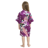 Purple Mommy and Me Robes, Floral, Satin, Child Backview, all SKUs