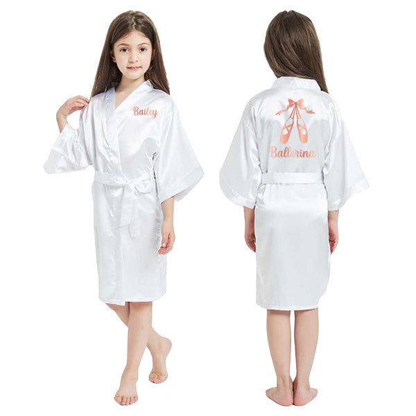 Robes for Toddlers, Ballerina SVG, Ballerina Girl Robes, Personalized Girl Robes, Front and Back White Girl Robes