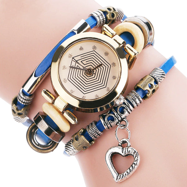 Girls Fashionable Bracelet Watch with Heart Charm