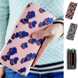 Hearts Wallet Phone Case with Zipper
